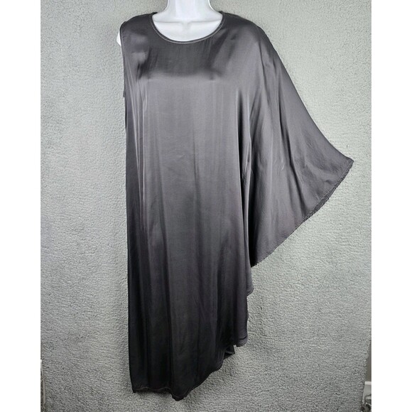 Stark X Dress Womens M Black Asymmetric Satin Scoop Neck - Picture 13 of 16